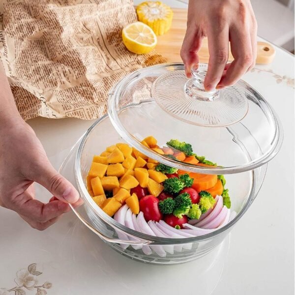 Round Borosilicate Glass Casserole Dish With Lid