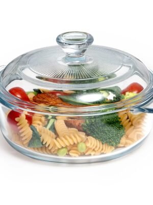 Round Borosilicate Glass Casserole Dish With Lid