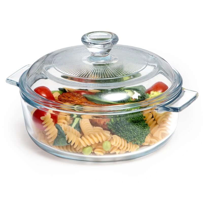 Round Borosilicate Glass Casserole Dish With Lid
