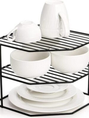 TK Stainless Steel Corner Shelf – 2-Tier Bathroom & Kitchen Organizer