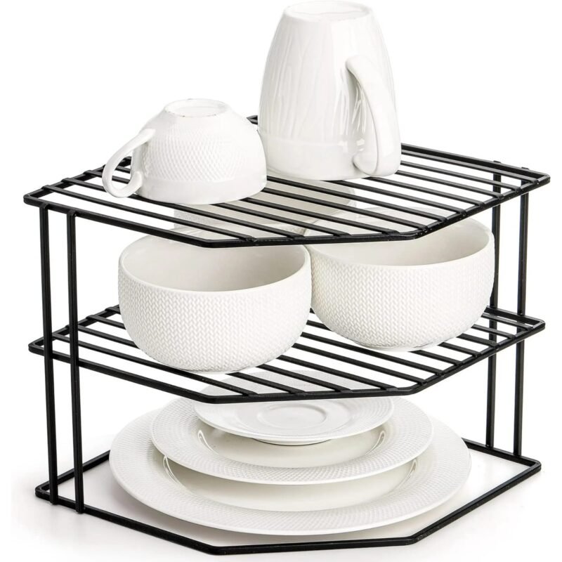 TK Stainless Steel Corner Shelf – 2-Tier Bathroom & Kitchen Organizer