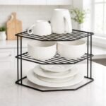 TK Stainless Steel Corner Shelf – 2-Tier Bathroom & Kitchen Organizer