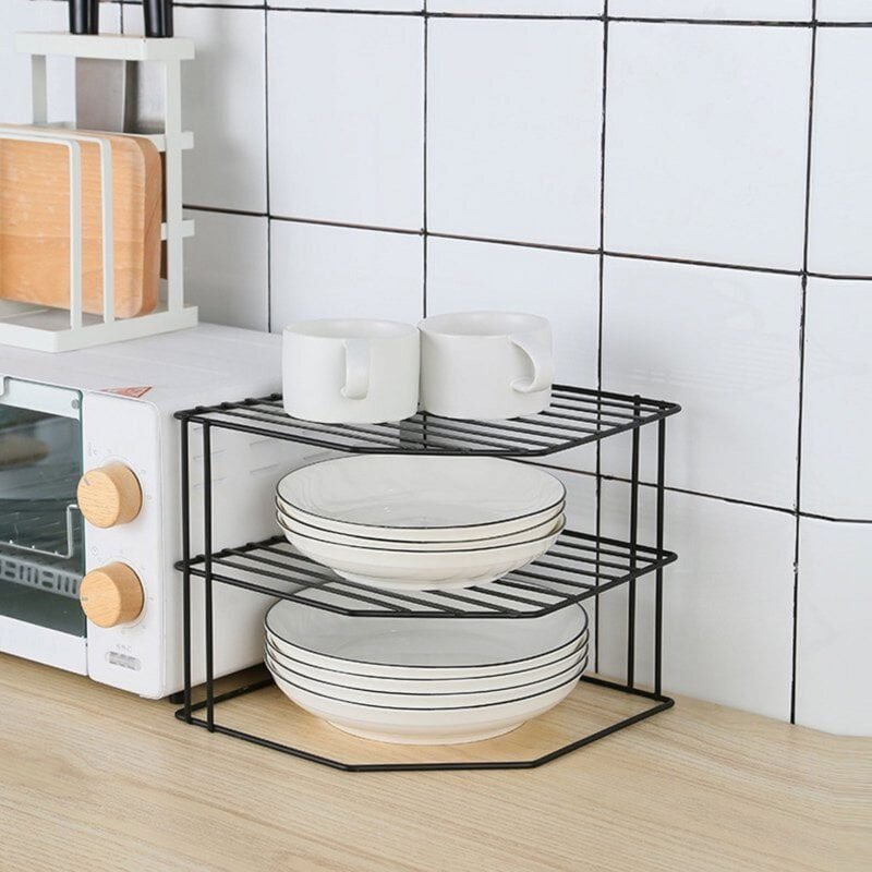 TK Stainless Steel Corner Shelf – 2-Tier Bathroom & Kitchen Organizer
