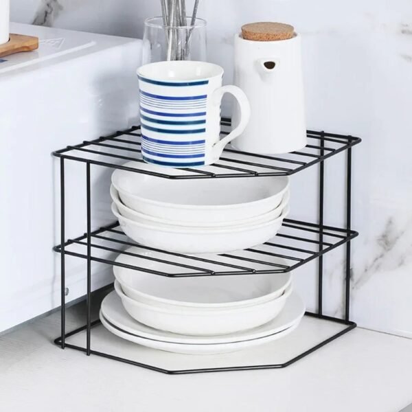 TK Stainless Steel Corner Shelf – 2-Tier Bathroom & Kitchen Organizer