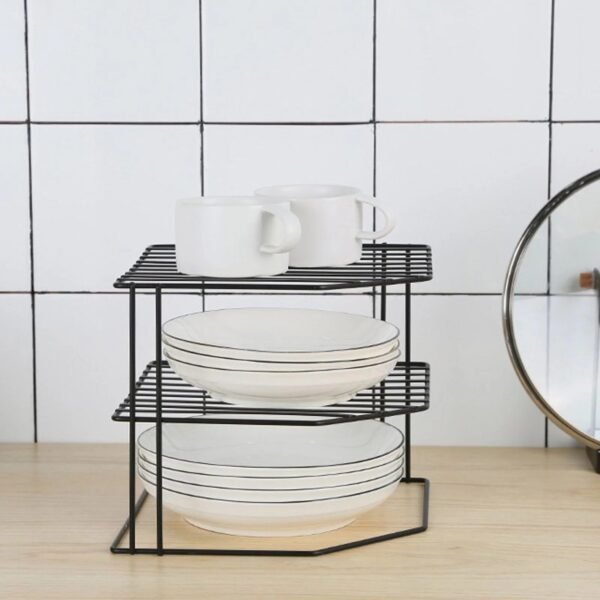 TK Stainless Steel Corner Shelf – 2-Tier Bathroom & Kitchen Organizer
