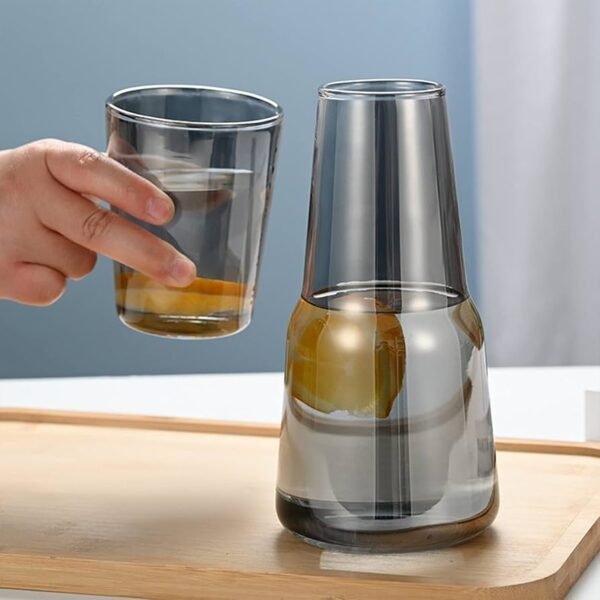 Glass Carafe and Drinking Glass Set