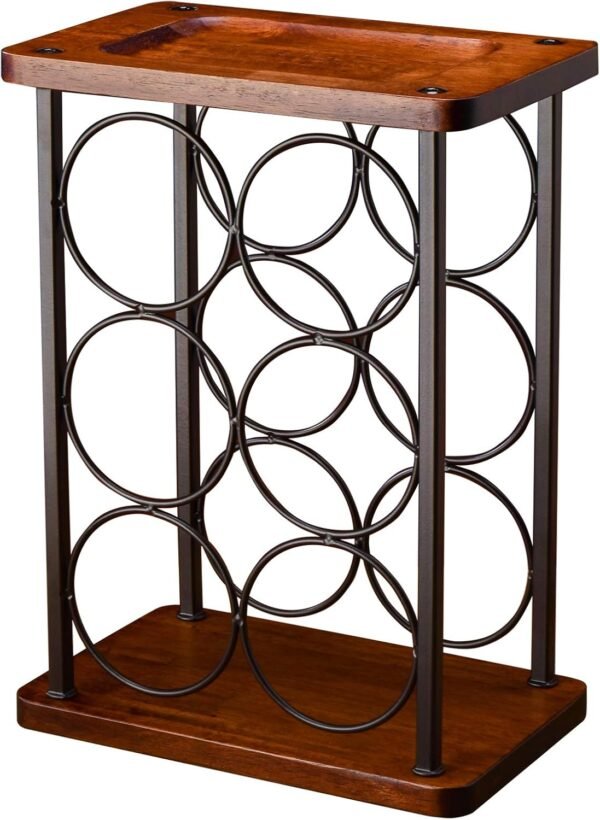 Freestanding Wood & Iron Wine Rack – Bottle Storage Display Stand