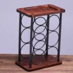 Freestanding Wood & Iron Wine Rack – Bottle Storage Display Stand
