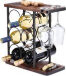 Wine Glass & Decanter Display Stand – Wood & Iron