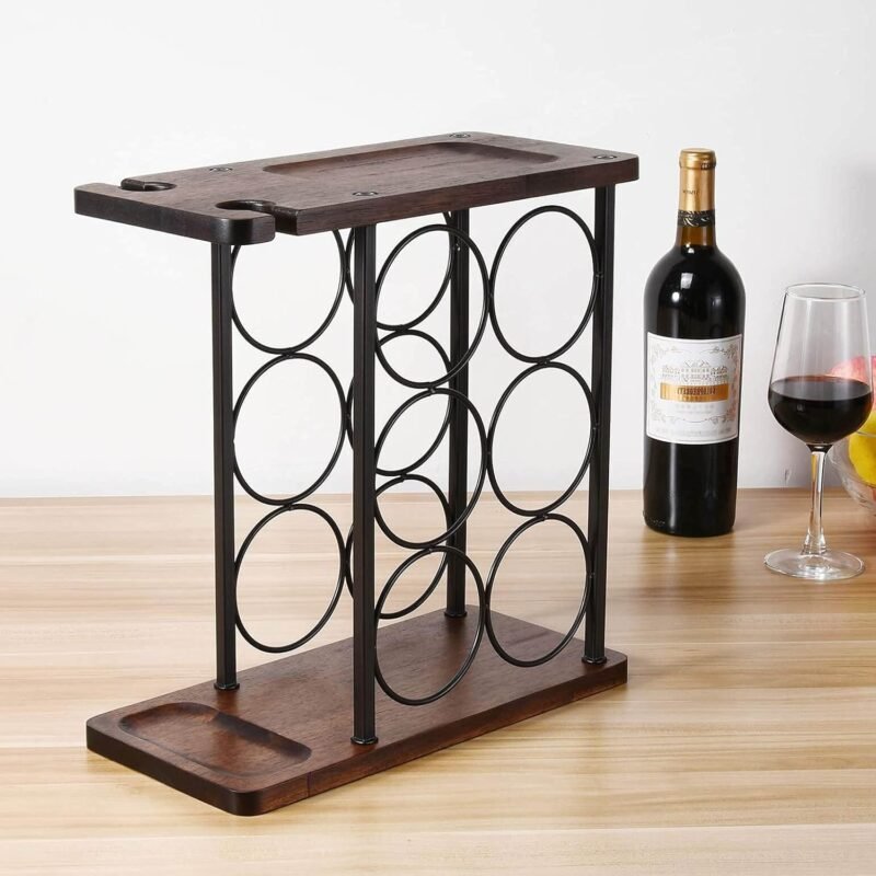 Wine Glass & Decanter Display Stand – Wood & Iron