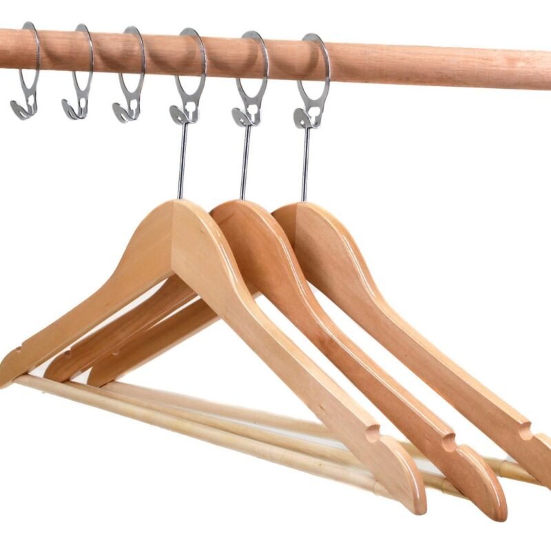 TK 3 Pack Wooden Clothes Hangers with Strap Grooves