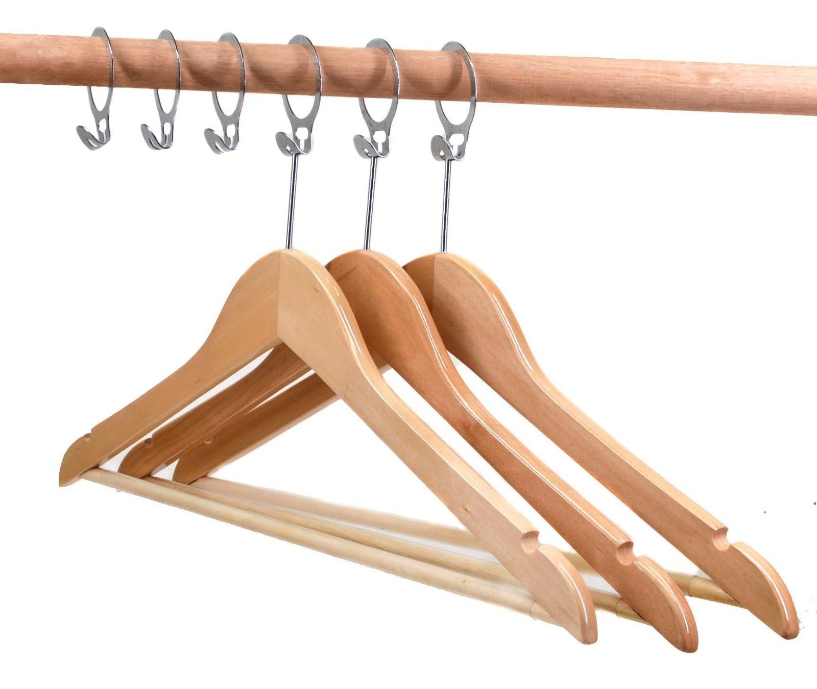3 Pack Wooden Clothes Hangers with Strap Grooves