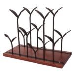 6-Bottle Countertop Wine Rack – Wood & Metal Freestanding Stand