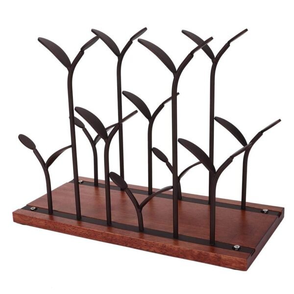 6-Bottle Countertop Wine Rack – Wood & Metal Freestanding Stand