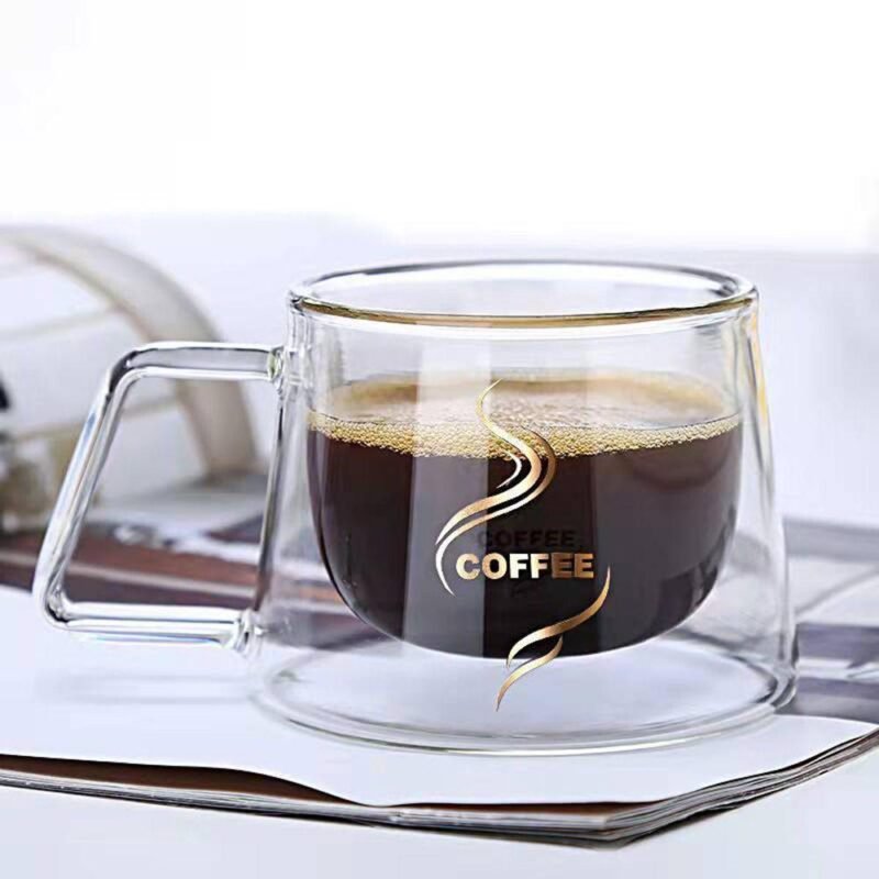 Double Wall Borosilicate Glass Coffee Mug with Handle