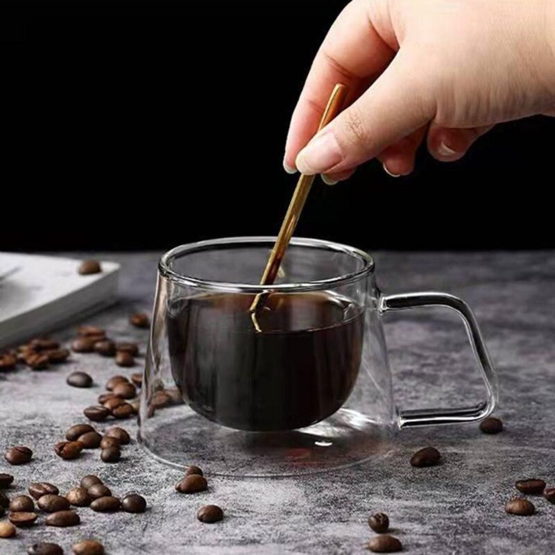 Double Wall Borosilicate Glass Coffee Mug with Handle