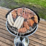 TK Stainless Steel Double Sided Round BBQ Grill with Wooden Handle