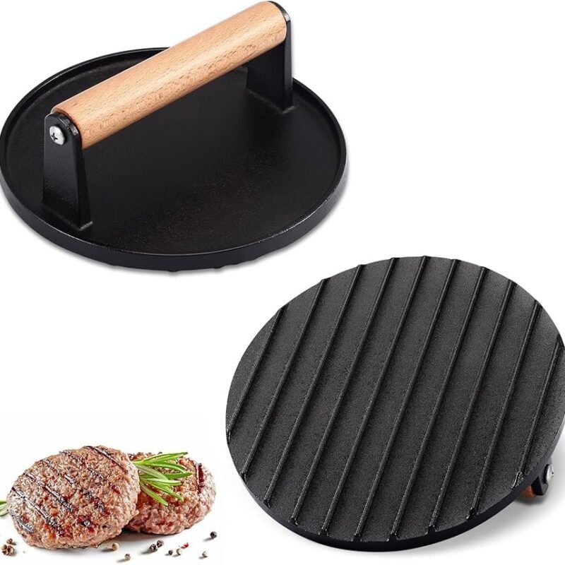 Cast Iron Grill Press – BBQ Burger & Steak Press