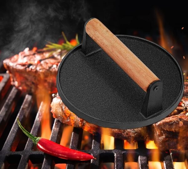 Cast Iron Grill Press – BBQ Burger & Steak Press