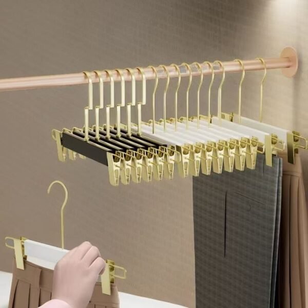 TK 3 Pack Gold Plated Clothes Hangers with Adjustable Clips