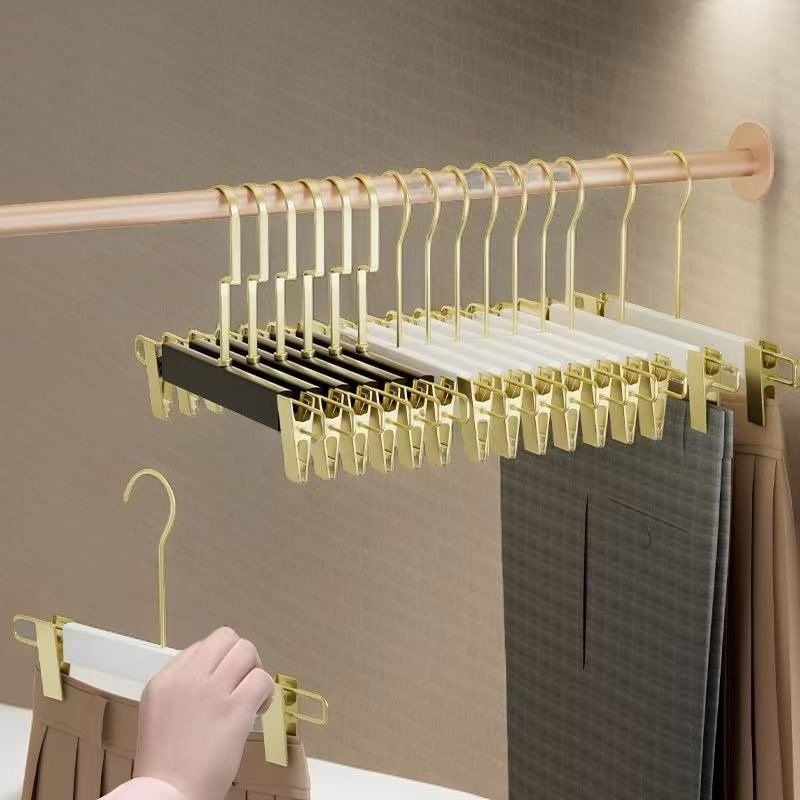 TK 3 Pack Gold Plated Clothes Hangers with Adjustable Clips