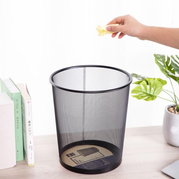 Black Metal Mesh Waste Bin – Office & Home Trash Can