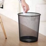 Black Metal Mesh Waste Bin – Office & Home Trash Can