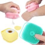 Silicone Shower Brush with Built-In Dispenser – Exfoliating Body Scrubber
