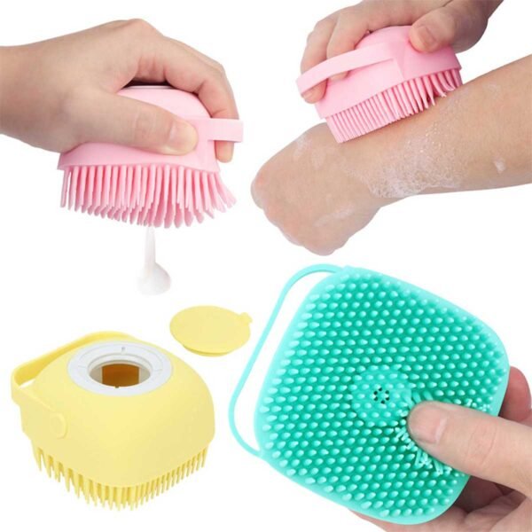 Silicone Shower Brush with Built-In Dispenser – Exfoliating Body Scrubber