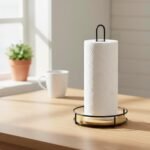 Paper Towel Holder with Bamboo Base – Kitchen Counter Stand