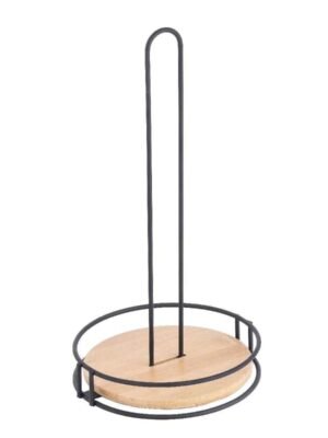 Paper Towel Holder with Bamboo Base – Kitchen Counter Stand