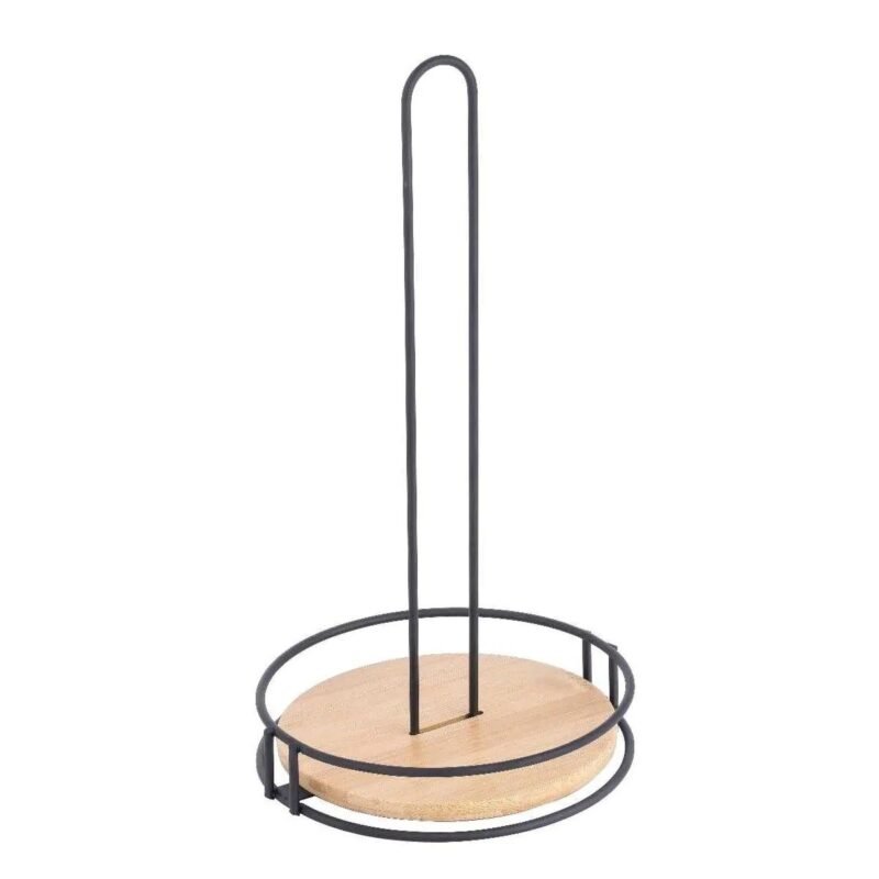 Paper Towel Holder with Bamboo Base – Kitchen Counter Stand