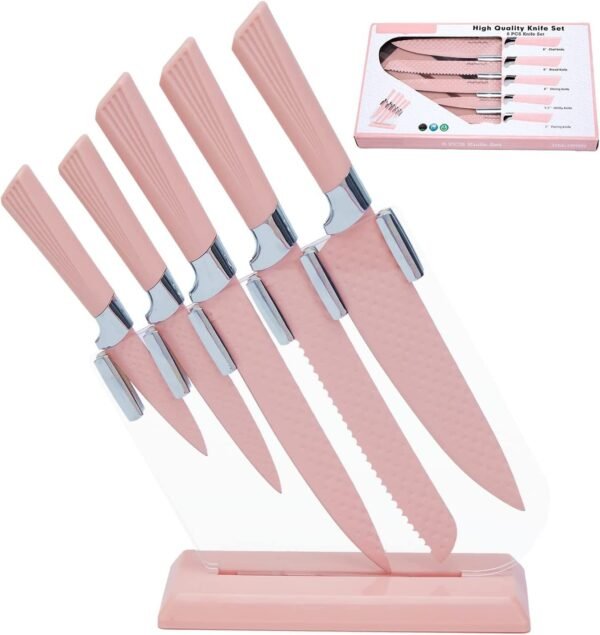 5-Piece Kitchen Knife Set with Acrylic Stand