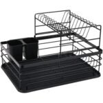 2-Tier Kitchen Top Dish Rack with Utensil Holder – Steel Frame