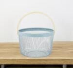 TK Round Iron & Wood Mesh Basket