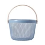 TK Round Iron & Wood Mesh Basket