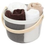 TK Round Iron & Wood Mesh Basket