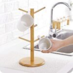 Bamboo Coffee Mug Holder Stand – 6-Cup Countertop Organizer