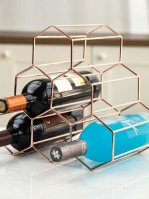 Honeycomb Metal Wine Rack – 6 Bottle Freestanding Storage & Display Stand