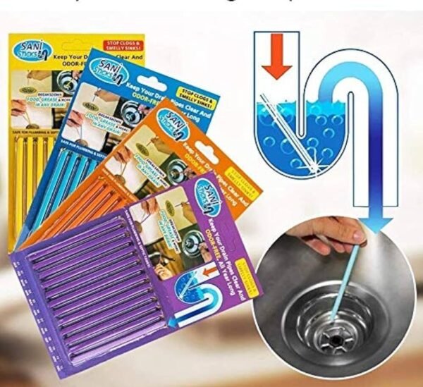 12 Pack Drain Cleaning & Odor Control Sticks – Slow Dissolving Pipe Cleaner