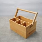 TK Multi-Purpose Bamboo Caddy Organizer with Handle – 4 Compartment Storage