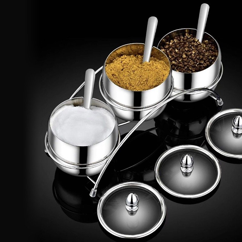 3 Piece Stainless Steel Seasoning Jars