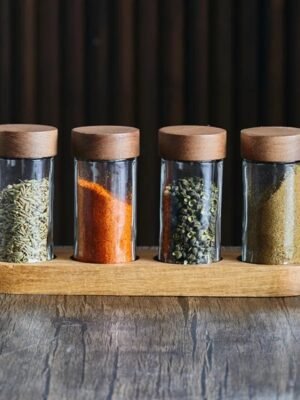 TK Glass Spice Jar with Acacia Base