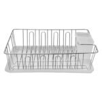 Metal Dish Rack with Drip Tray and Cutlery Holder