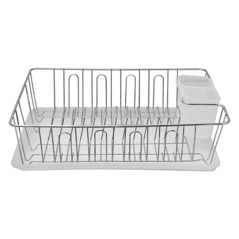 Metal Dish Rack with Drip Tray and Cutlery Holder