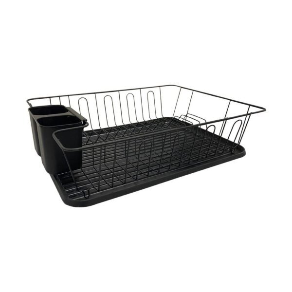 Metal Dish Rack with Drip Tray and Cutlery Holder