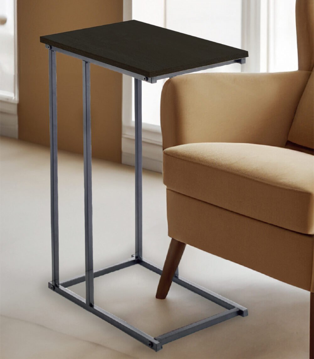 TK C-Shaped Side Table – Wooden & Metal Sofa Laptop Table