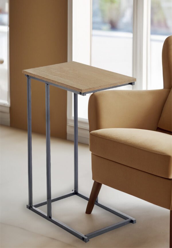 TK C-Shaped Side Table – Wooden & Metal Sofa Laptop Table