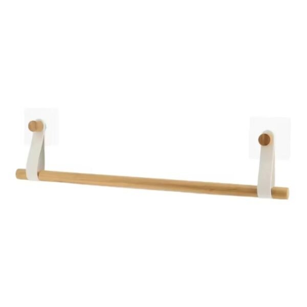 TK Bamboo Wall-Mounted Towel Rack – Single-Bar Adhesive Bathroom Holder