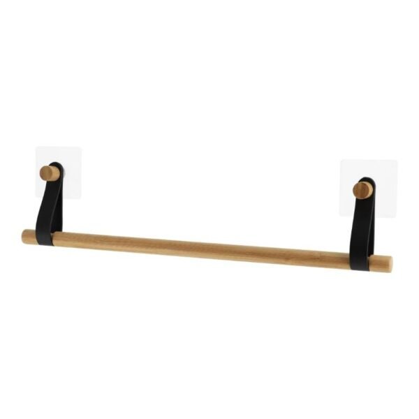 TK Bamboo Wall-Mounted Towel Rack – Single-Bar Adhesive Bathroom Holder
